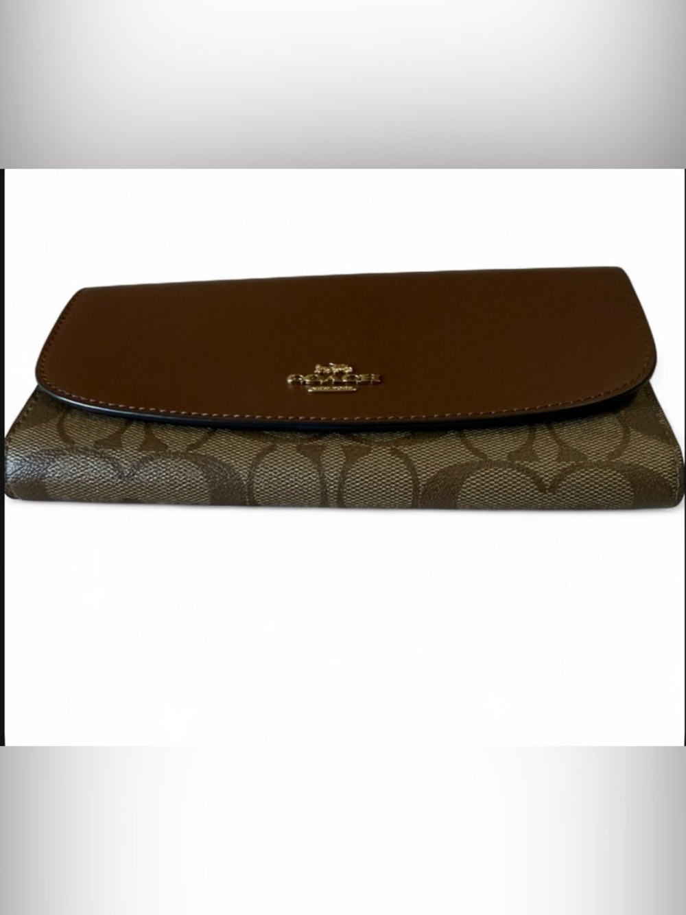 Coach Brown Signature Continental Wallet with Gold Logo - Picture 9 of 9
